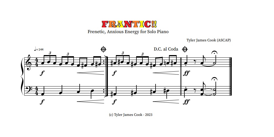 FRANTIC! Sheet Music JPG